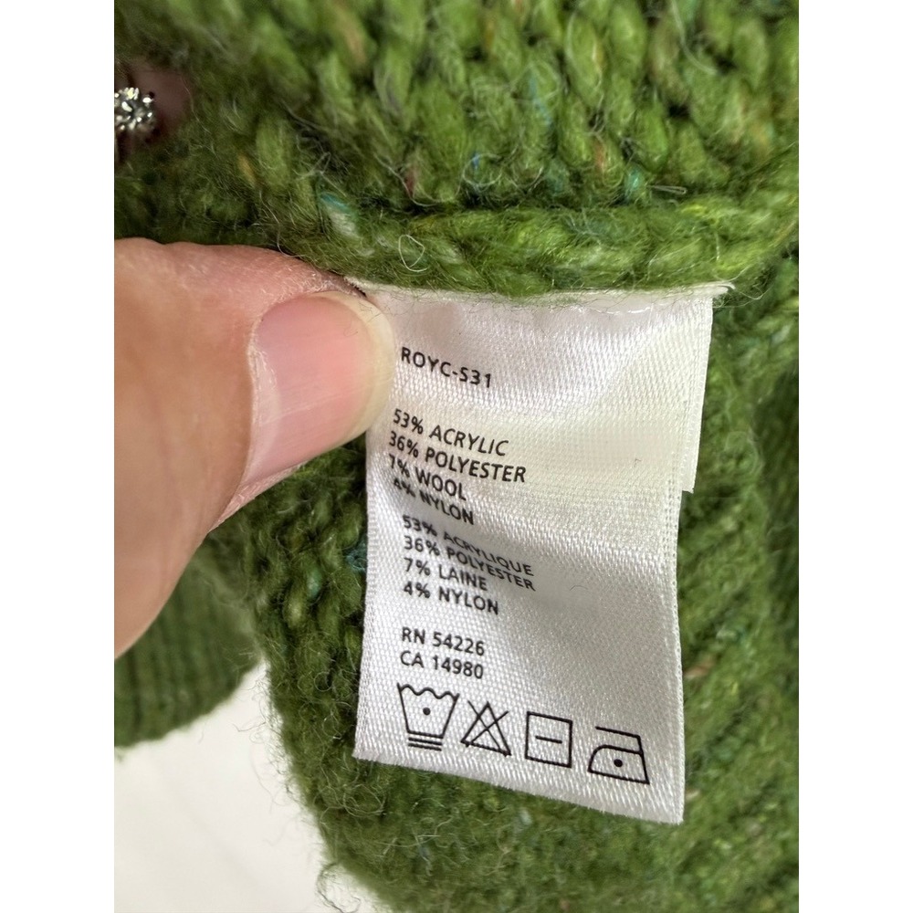 Royal Robbins Asymmetrical Wool Blend Cardigan Sweater Womens Medium Green Gorp - Picture 6 of 7